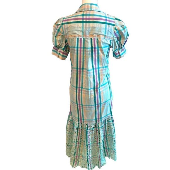 Tanya Taylor Striped Cotton Eyelet Shirt Dress  Size 4 - Picture 3 of 7